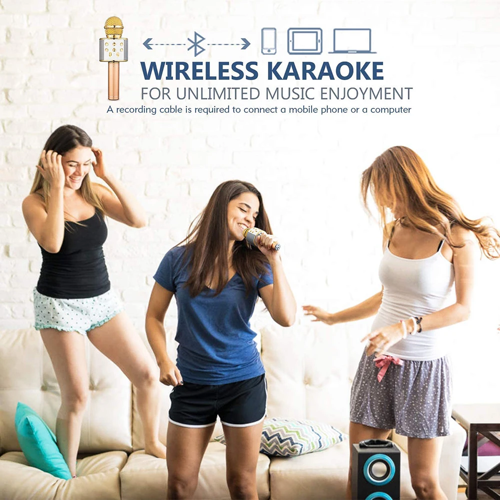Karaoke Mikrofonas, Wireless, Bluetooth Mikrofonas Professiona Garsiakalbis Nešiojamą Microfone Žaidėjas Dainavimo Diktofono Mic microfono