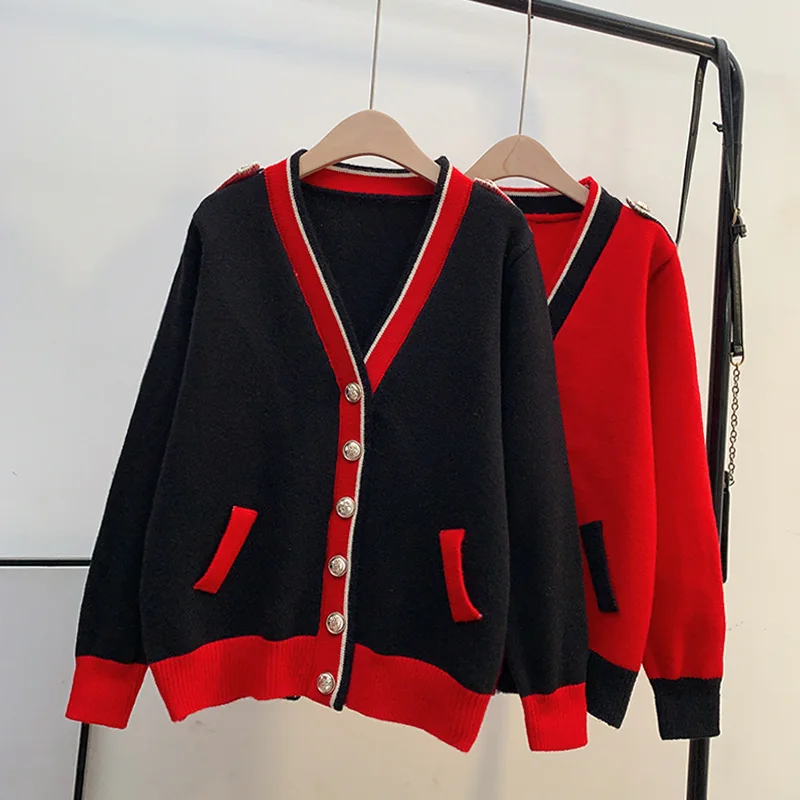 Raudona cardigan megztinis, striukė moterims, Pietų Korėja 2020 m. rudens ir žiemos naujas stilius užsienio prarasti išorinis dėvėti tingus megztiniai viršų
