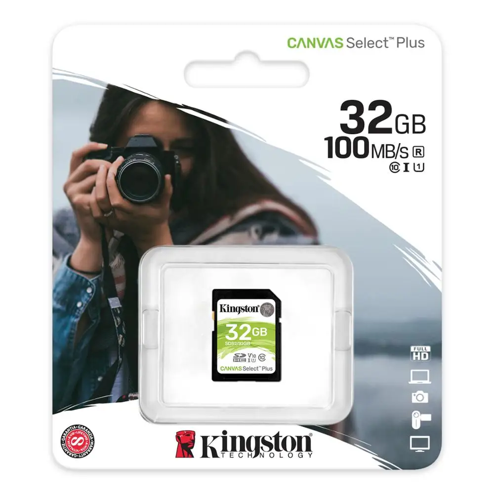 Kingston SECURE DIGITAL SD atminties kortelė 32Gb 64Gb 128Gb klasė-10, didelis greitis 100 MB/s vaizdo kameros nuotraukas, vaizdo įrašus originalus