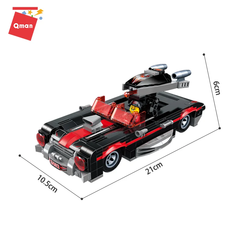 QMAN Miesto Raudoną Lenktyninį Automobilį Serijos pamatas įranga, biuro įranga transporto priemonės modelio, švietimo plytų filmą Vaikas žaislai vaikams gimtadienio dovana