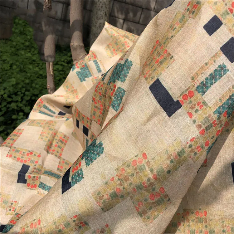 Natūralus grynas ramės (kiniškosios dilgėlės) audiniai Gražus spausdinti kratinys High-end suknelės, chalatai, drabužiai, plonas vasaros stilių tissus