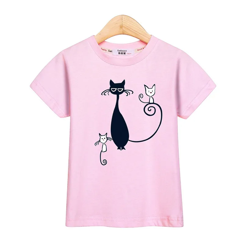 Mada vaikams, stalviršiai, trys kačiukai mielas dizainas kūdikių mergaičių marškinėlius vasaros tees atsitiktinis medvilnės berniukų marškiniai animaciją kačių print t-shirt