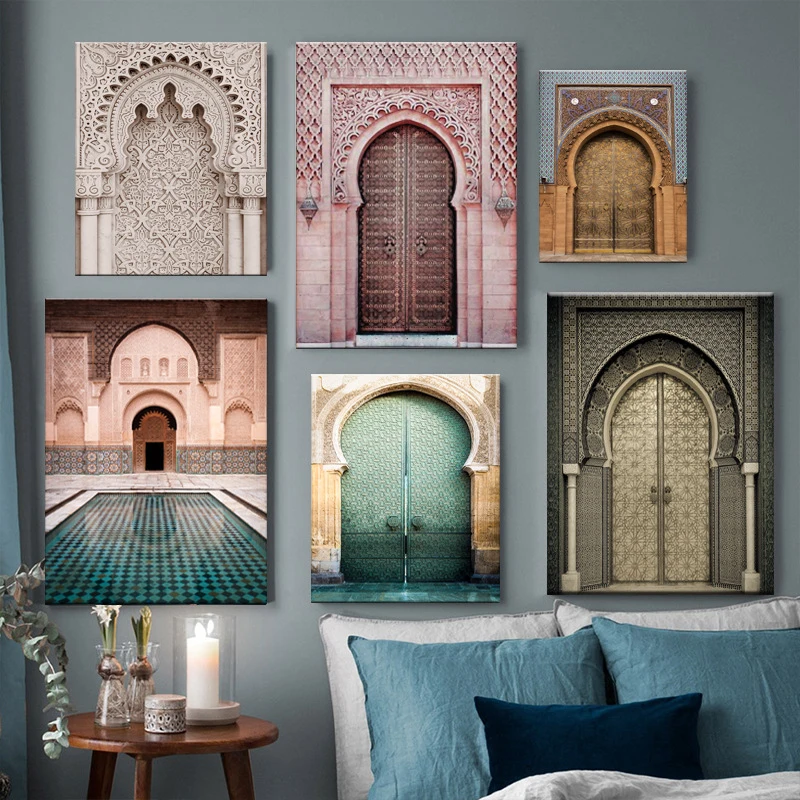 Šiuolaikinės Šiaurės Šalių Marokas Durų Senovinių Plakatų Mečetė, Rytų Vartai, Meno, Nuotraukų, Spausdinta Kambarį Drobės Tapybos Namų Dekoro