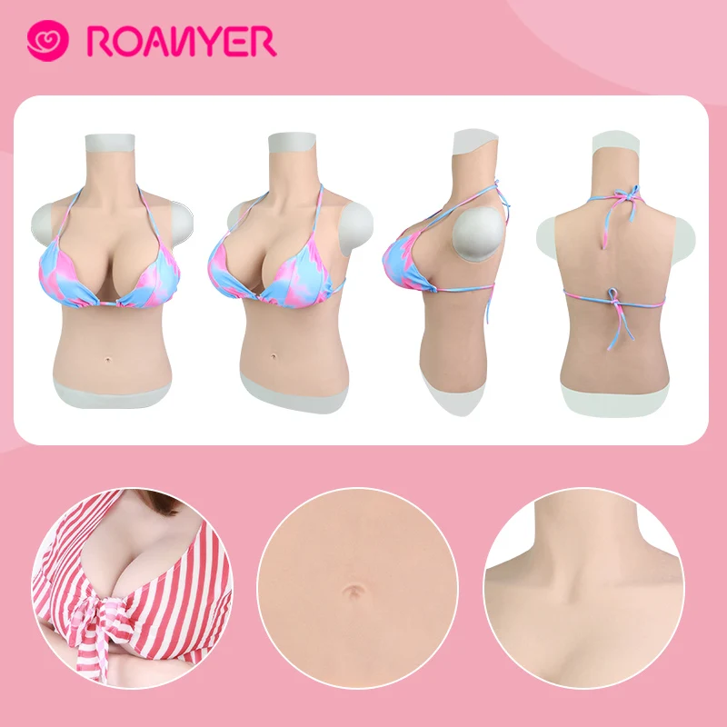 Roanyer crossdressing G taurė ilgai krūtų formos silikono fake boobs didelis False pechos už crossdress cosplay maskuotis shemale