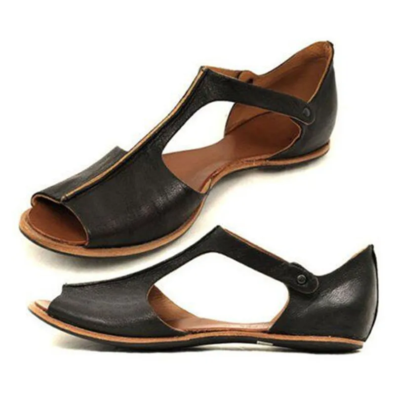 Dydis-35~43 sandalai moterims 2019 butas Retro didelis dydis sandalai moterims vasaros bateliai moterims