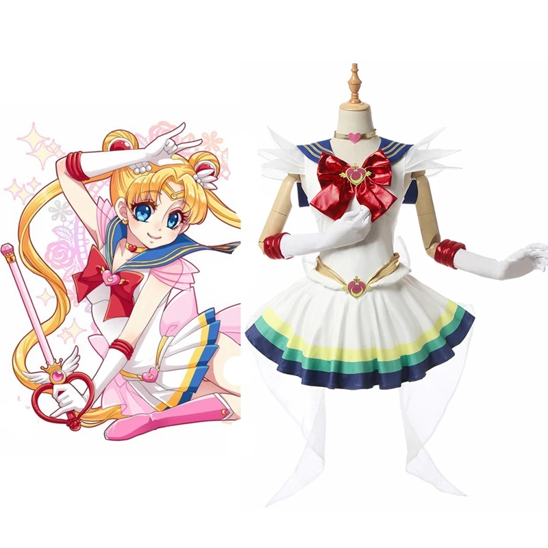 Unisex Anime Cos Sailor Moon Usagi Tsukino Cosplay Kostiumai Vienodas Suknelė Rinkinys