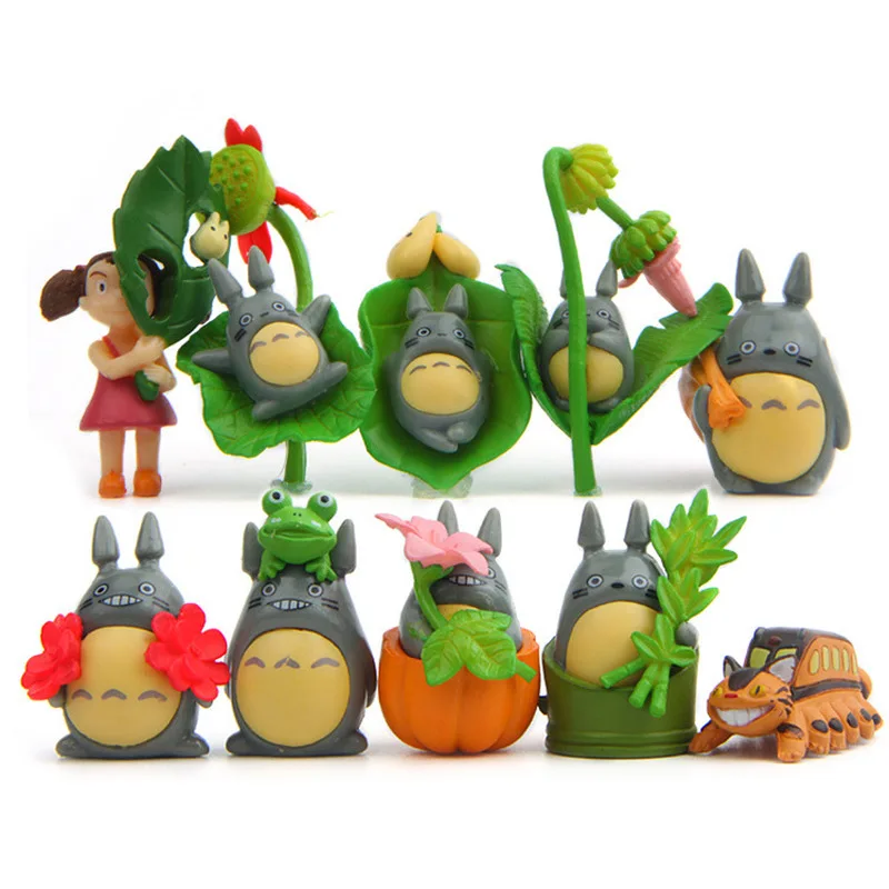 10vnt/set PVC Mielas Totoro Dekoratyvinis Mažas Ornamentais Figūrėlės Vazoninių Sodo Darbalaukio Miegamasis Studijų Apdailos Amatų Vaikams Dovanos