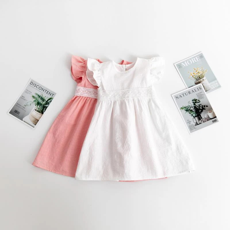Medvilnės ir lino mergaičių suknelės 2020 m. vasarą naująjį kūdikį, gobtuvu iš ramės (kiniškosios dilgėlės kvėpuojantis trumpas rankovėmis princesė dress WT83