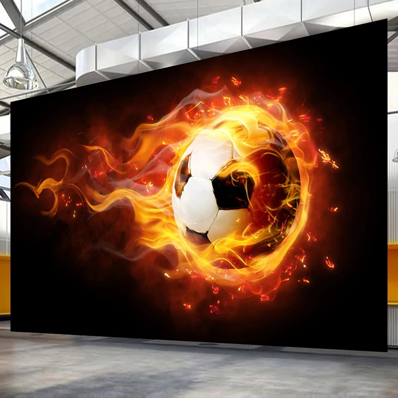 Custom 3D Plakatas Sienų Tapybos Kūrybinės Futbolo Liepsna Foto Sienų Tapetai, Vaikų Kambarys, svetainė, Miegamojo Dekoravimo Popierius