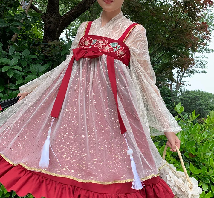 Princess arbatėlė Hanfu elementas suknelė preppy stilius studentų retro saldus lolita rinkiniai viktorijos spausdinimo kawaii girl loli cos
