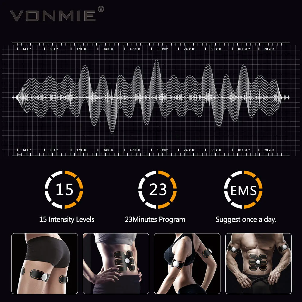 VONMIE EMS Treneris S4B02 Ginklų Massager Vibracija Lieknėjimo Fitneso, Kūno Svorio Miltelių Dešimtis Mašina, Fizioterapija ABS Prietaisas