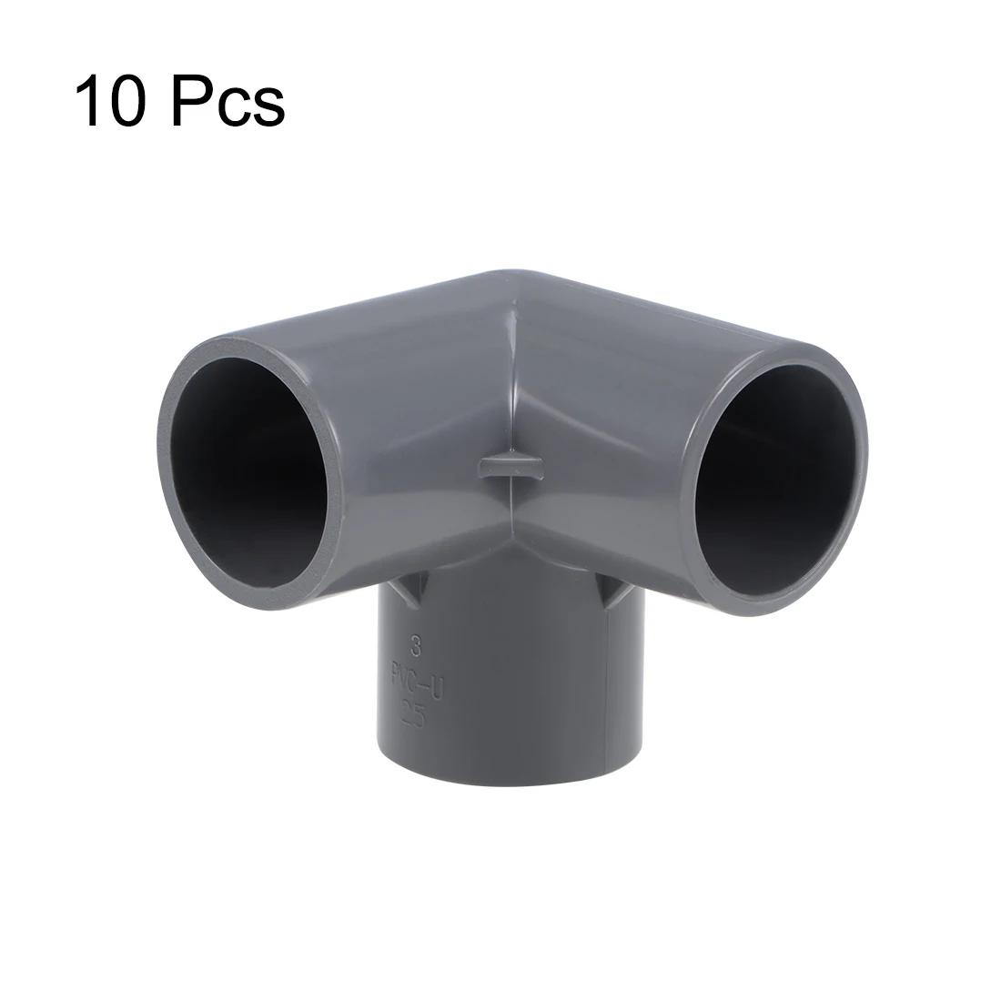 Uxcell 3-Way Alkūnė PVC Montavimo, 25mm Lizdas, Tee Kampe Detalės Pilka 10vnt