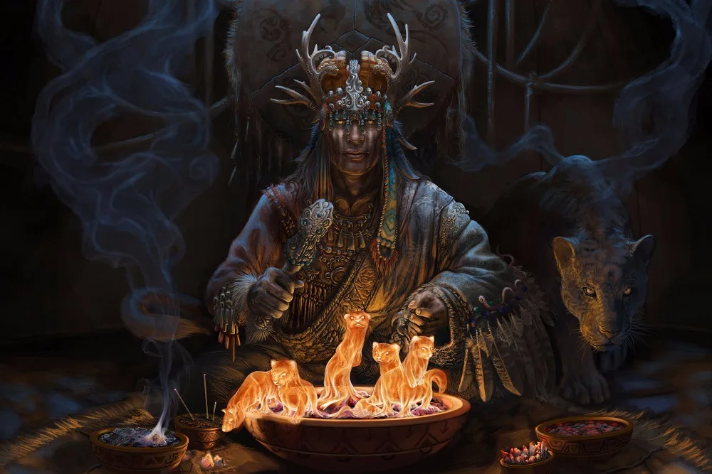 Namo apdaila šamanas iššūkis predator magija Šilko Audinys Plakatas XD064