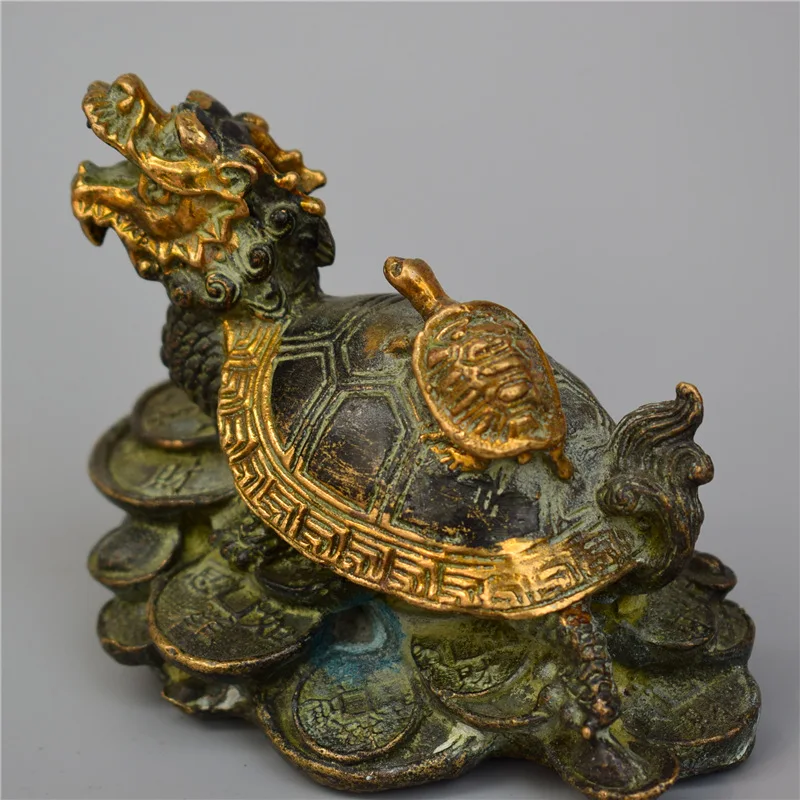 Rinkti retai skulptūra, grynas bronzos paauksuotas skulptūra vėžlio skulptūra dydis 10x9x5cm dragon vėžlys skulptūros ir kiti