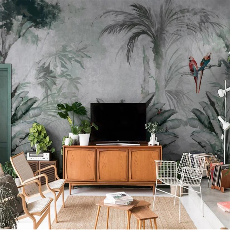 Beibehang užsakymą Šiaurės tropinių augalų lapai šiuolaikinės tapetai minimalistinio TV foną 3D sienų lipdukai namų dekoro kambarį