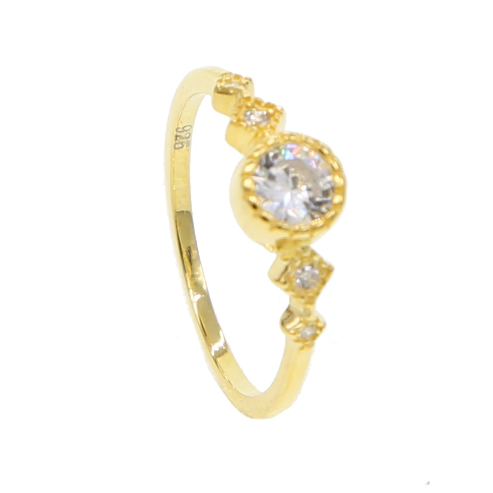 925 sterlingas sidabro Paprastas aukso spalvos žiedą sužadėtuvių žiedai naujas subtilus cz stone minimalus subtilus piršto moterų papuošalai