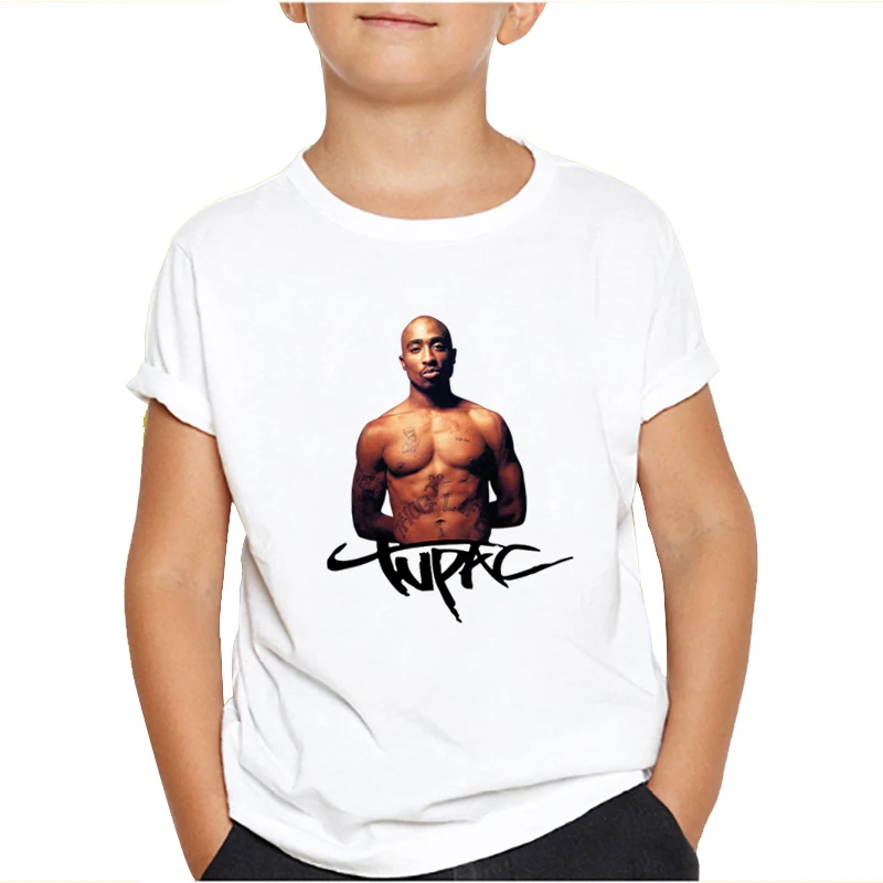 Marškinėliai Streetwear Hip-Hop Reperis Animacinių filmų Marškinėlius Vyrų Tupac 2pac Mados Dainininkas Grafinis T-shirt Vaikų Berniukų Viršuje Tee Vaikų Unisex