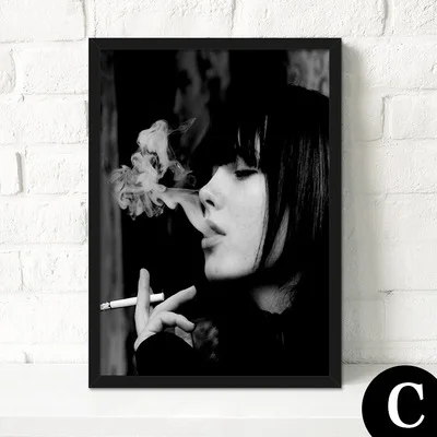 Šiuolaikinės Tapybos Drobės Juoda ir Balta Rūkyti Moterų Nuotraukas, svetainė, Miegamasis, Drobė Meno A4 Plakatai, be Rėmelio