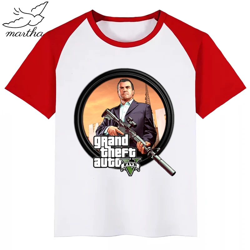 Nauja Vasaros Spausdinti Grand Theft Auto, GTA Vaikų marškinėliai trumpomis Rankovėmis O-neck T Shirt Baby Gilrs Atsitiktinis Marškinėlius Vaikams Drabužių