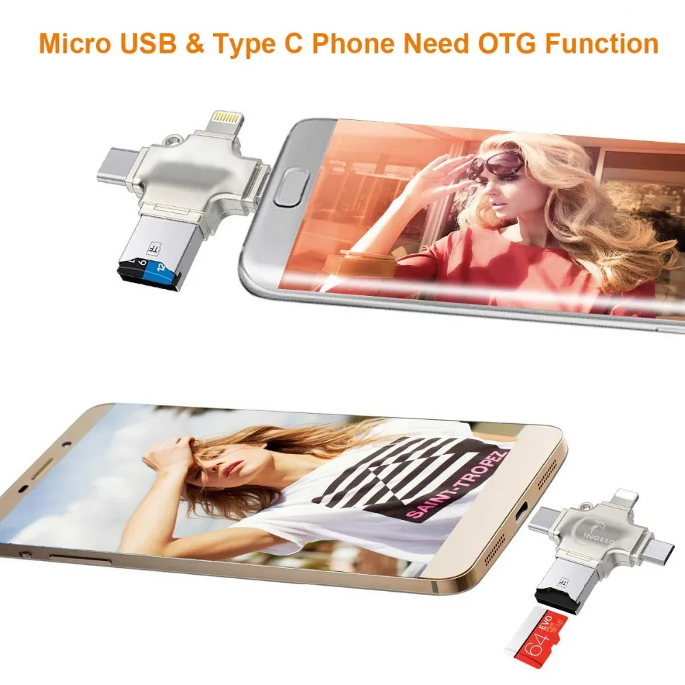 Micro SD【Kortelių Skaitytuvas】【USB+OTG+C Tipo】+Žaibo 3 USB Adapteris, Multi Atminties CardReader iphone/ipad/PC/Android/IOS/ 
