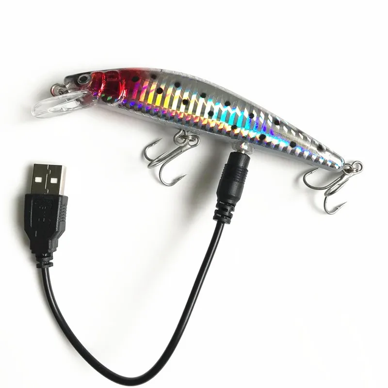 Jūrinės Žvejybos Masalas, Dirbtinis Masalas USB Įkrovimo Light Minnow LED Elektros Vibracijos Buzz Trūkčiojimas Jerkbait