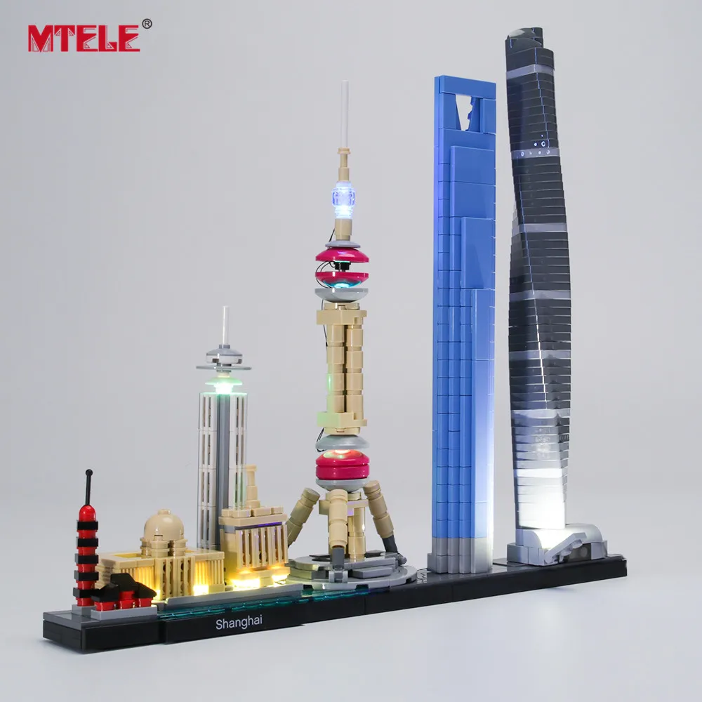 MTELE Prekės LED Light Up Kit Architektūros Šanchajus Compatile Su 21039 (neįeina Modelis)