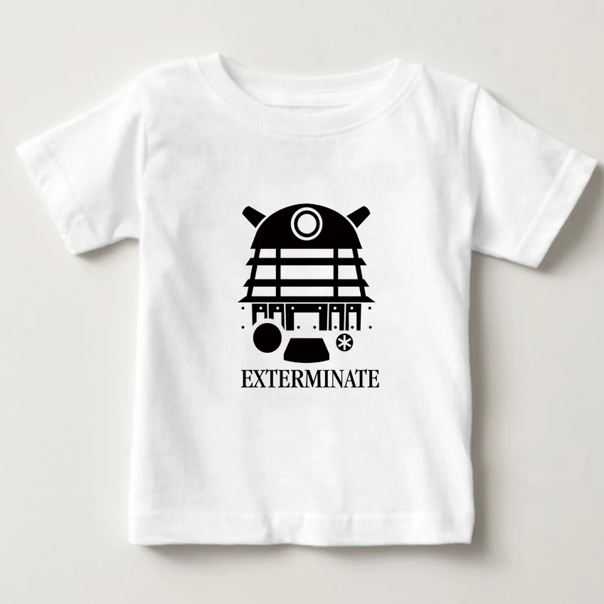 Berniukų/Mergaičių Gydytojas, Kuris Dr. Kurie Daleks Print T Shirt Vaikų vasaros Trumpas Rankovės marškinėliai Vaikų balta O-Kaklo viršūnes kūdikių marškinėliai
