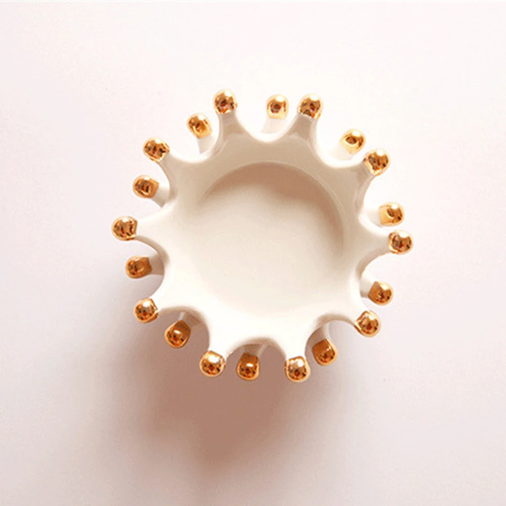Skandinavijos Rankomis dažyti Aukso Vainiko Formos Papuošalai Dėklas Šiaurės Karoliai, Žiedas Saugojimo Keramikos Plokštelės Mini Ornamentu Desertas Plokštės