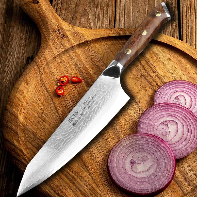 Virtuvės Peilis Kiritsuke Suši Gyuto Chef Peilis Super Sharp Japonijos SKD-11 Damasko Plieno su Medienos Rankena Kepimo Įrankis 25
