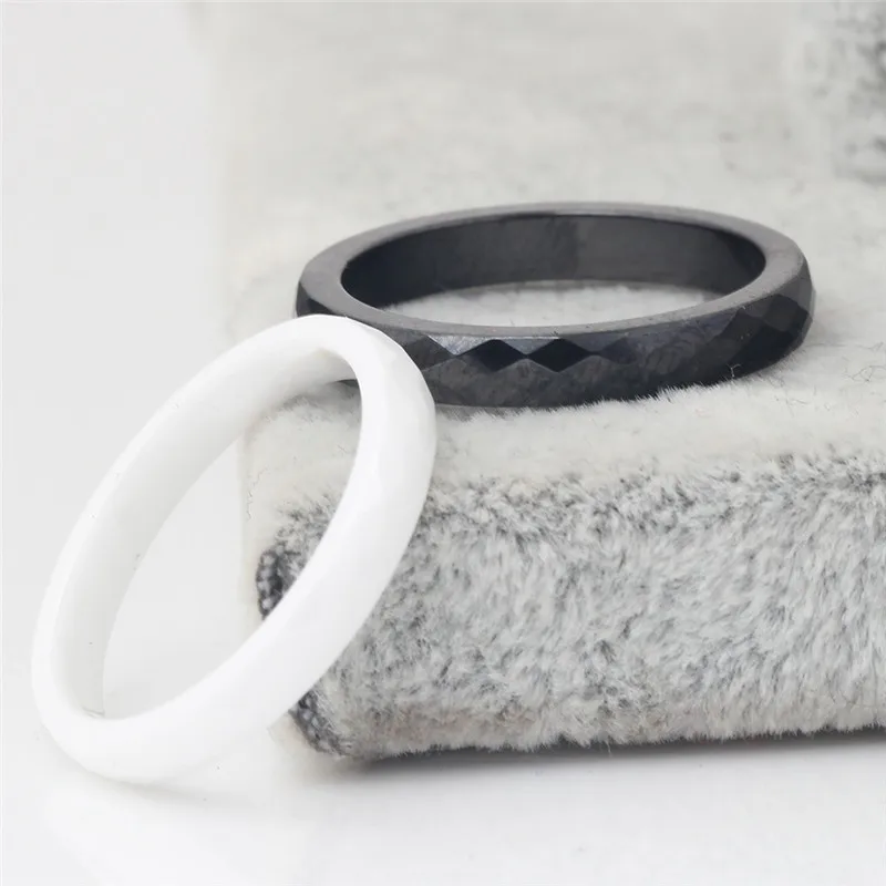 ZORCVENS Keramikos, Juodos Ir Baltos spalvos Žiedas Supjaustyti Platus Šviesos Moterų nupjauto Paviršiaus Papuošalai Žiedas Moterų Mados Žiedas