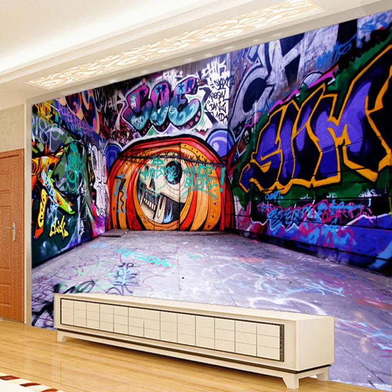 Custom Sienų Tapetai, 3D Spalvingų Grafiti Retro Modernaus Stiliaus Freskos Vaikų Kambarys Kambarį KTV Miegamasis Foną Tapetai