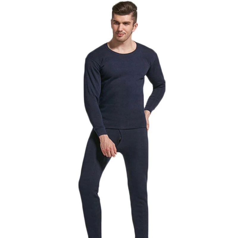 Naujas-ateinantį Rudens-Žiemos Vyrų Patalpų Vientisą Elastingą Šiltas Innerwear Nustatyti, Atsitiktinis, Kietas Spalvų Šilumos Apatiniai Pajama Rinkinys