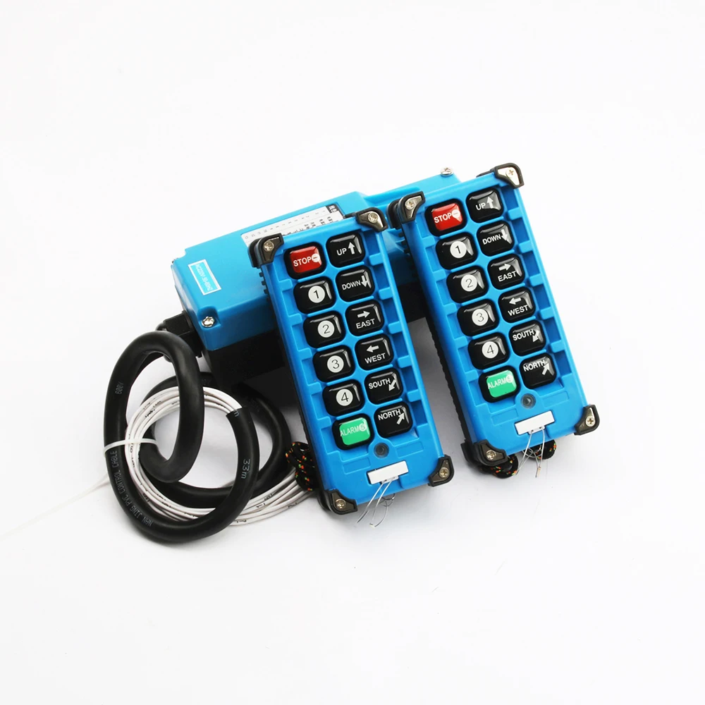 2 siųstuvai + 1 imtuvas pramonės nuotolinio valdymo pultelis jungikliai 8 Kanalų klavišai Kryptimi mygtuką, Kėlimo Kranų F21-E2B-8 Blue