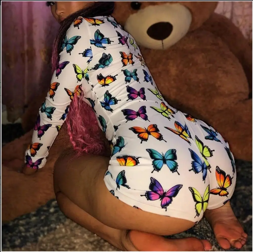 Sexy moteris Onesie spausdinti ilgomis rankovėmis Taip Daddy Trumpas Jumpsuit Seksualus Leopard Rompers Bodysuit Suaugusiųjų Moteriška Šalis, naktiniai drabužiai