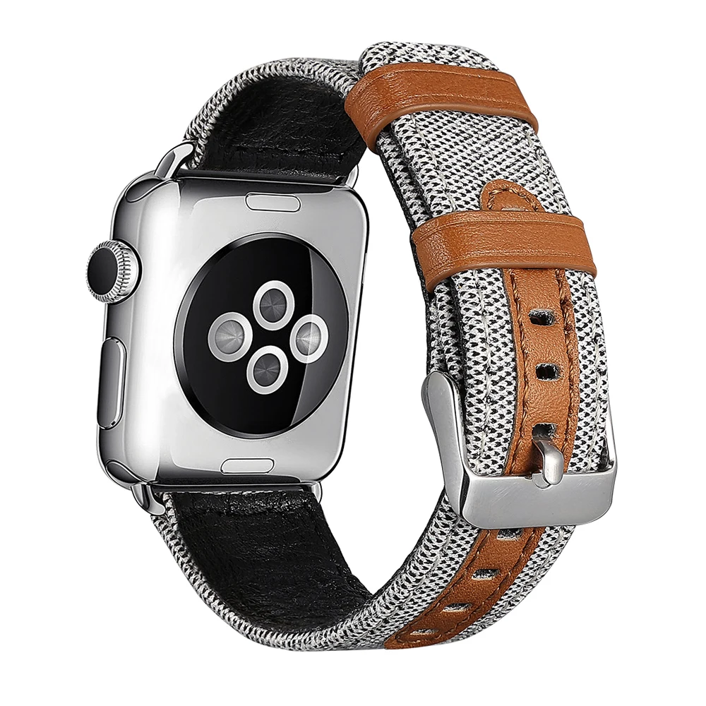 Drobė natūralios Odos žiūrėti, diržu, Apple Watch band 44mm 40mm iwatchstrap 42mm 38mm watchbands applewatch serijos 3 4 5 6 se
