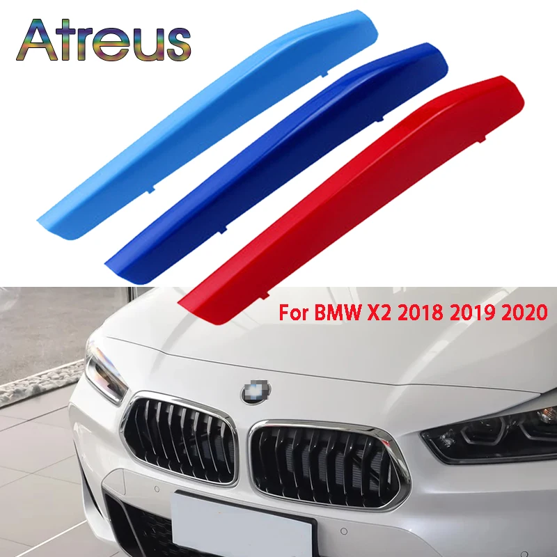 Atreus 3pcs 3D Automobilio Priekinių Grotelių Apdaila Sporto Juostelėmis Padengti Lipdukai Naują BMW X2 F39 2018 M. 2019 m. 2020 M Galia Priedai