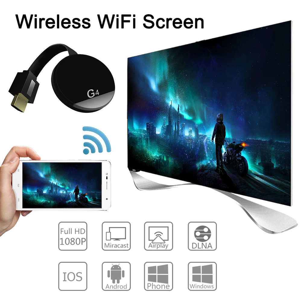 Nešiojamų 1080P Belaidžio Ekrano Dongle WiFi HDMI Miracast Vaizdo Imtuvas Media Streamer TV Stick Paramą Netflix 
