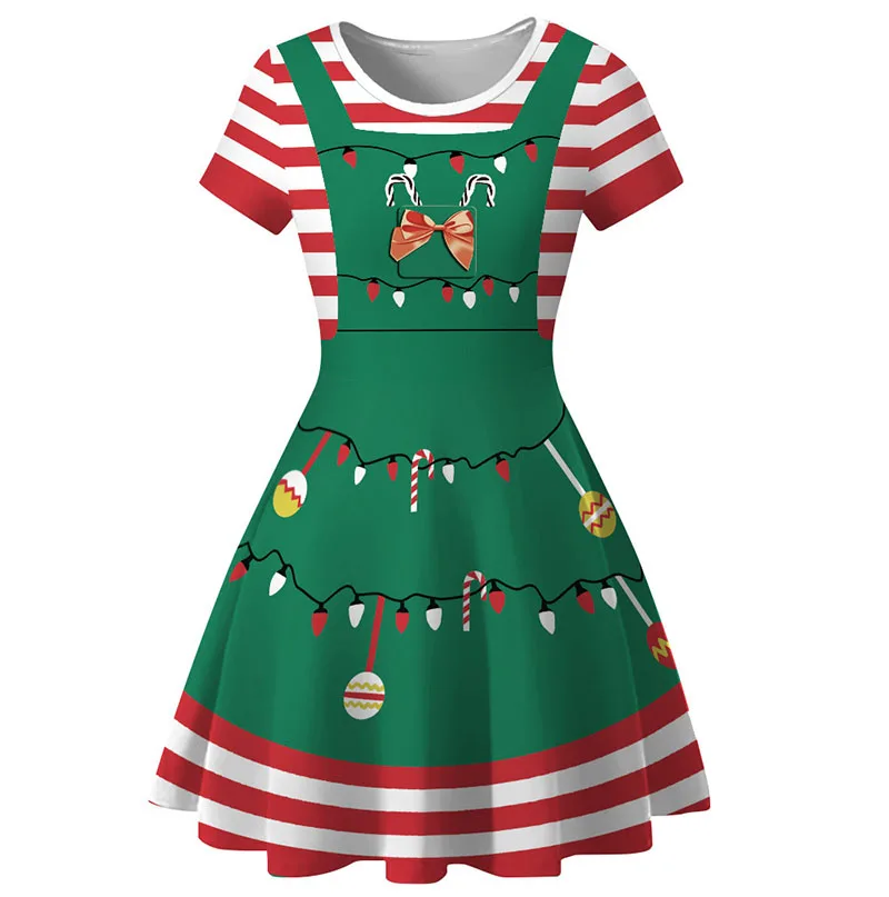 Kalėdų Suknelė Moterims Atsitiktinis Elegantiškas Spausdinti Raudona Kalėdos Šalis Suknelė Vintage Retro O-kaklo trumpomis Rankovėmis-Line Vestidos Skraiste Femme