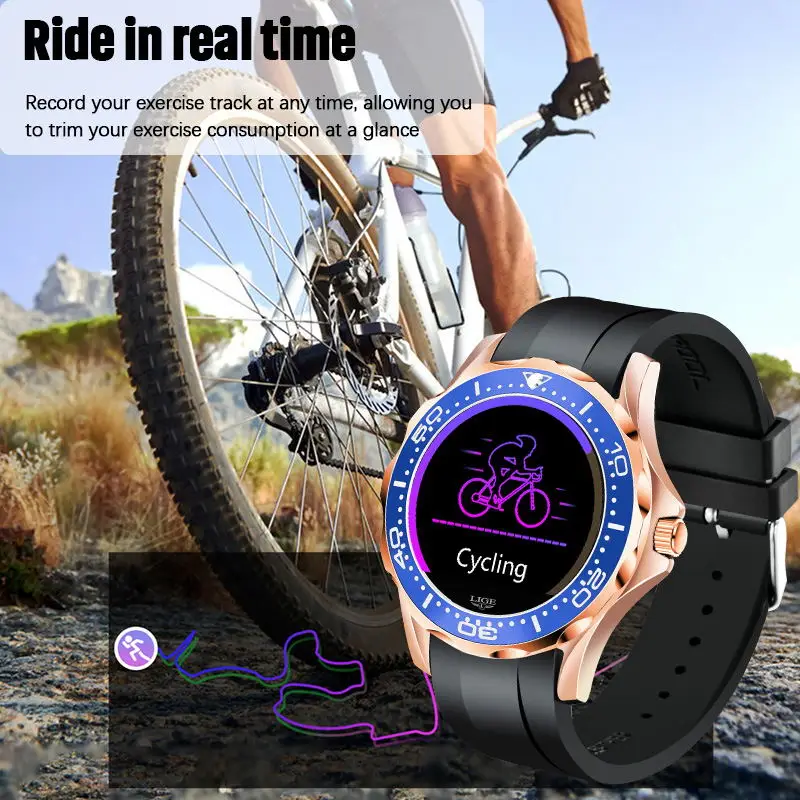 LIGE Naujas Smart Watch Vyrų smartwatch Širdies ritmas, Kraujo Spaudimas Informacija Priminimas Sporto Vandeniui Smart Watch 