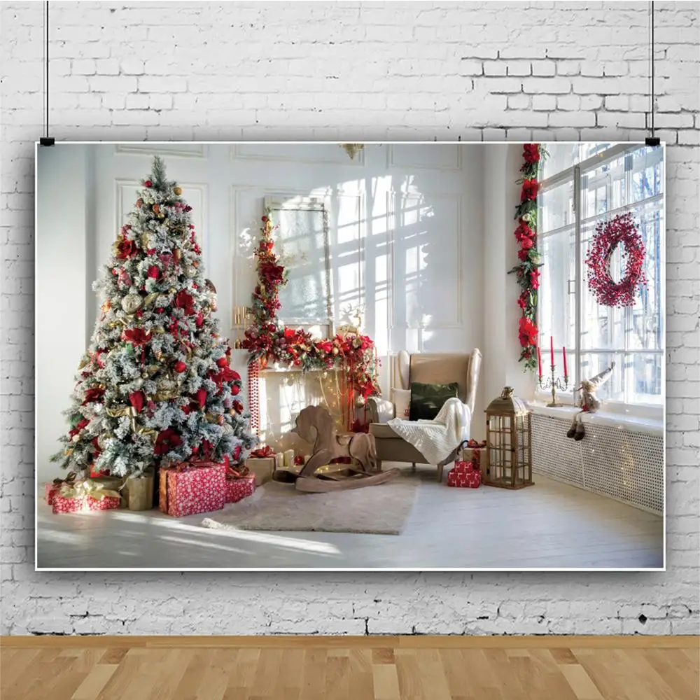 Laeacco Kaimo Namas Prašmatnus Sienos Kalėdų Žibintų Medžio Dovana Žaislai Šalies Vaiku, Interjero Nuotrauka Fone Fotografijos Backdrops