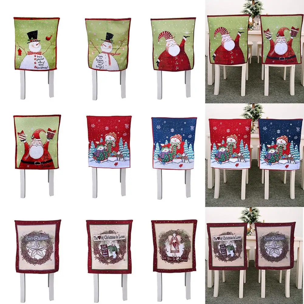 Santa Claus Sniego Išsiuvinėti Kėdė Padengti Linksmų Kalėdų Dekoracijos Namų 