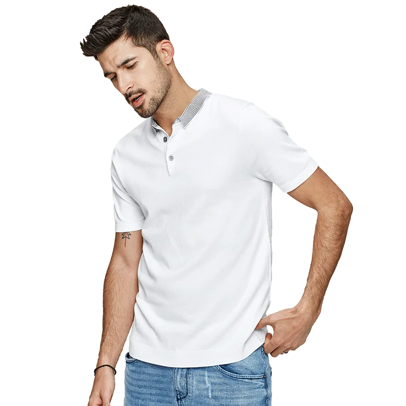 KUEGOU vyriški polo marškinėliai trumpomis rankovėmis, Baltos spalvos mėlyna mados Dryžuotas apykaklės poloshirts vasaros vyrų slim top plius dydis AZ-17060