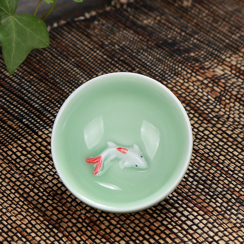 Longquan spalvos jūros vandens Žuvys Arbatos Rinkinys Keramikos Virdulys Keramikos Gaiwan Arbatos Puodelio žuvies kinijos kung fu arbatos puodą drinkware už draugo Dovaną