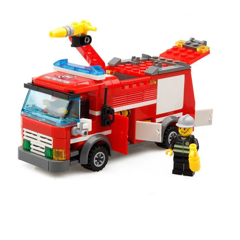 KAZI 206pcs Fire Truck Blokai Ugniagesiai Žaislai Plytos miesto Švietimo 