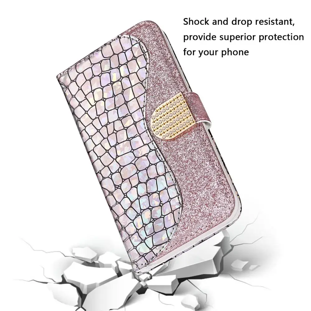 Diamond Blizgučiai Flip Case For Samsung Galaxy S8 S9 S10 E S20 Note10 Plius S10E S7 krašto A51 A71 A01 A50 A70 A10 A20 S Viršelio Mergina