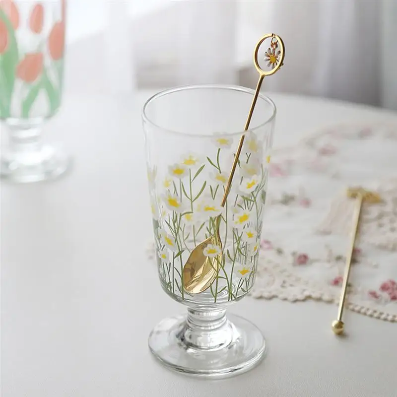 1pc Retro Gėrimų Puodeliai Daisy Stiklo Bokalas Sielovados Stiliaus Pieno Taurės Virtuvės Drinkware(200-300ml)