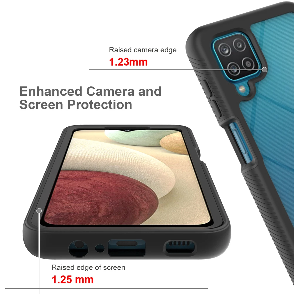 Hybrid Soft Bamperis Dual-Layer Atveju, Samsung Galaxy A12 5G Atvejais Sunku Kristalų Galinį Dangtelį GalaxyA12 Aišku, Apsauginis Dangtelis