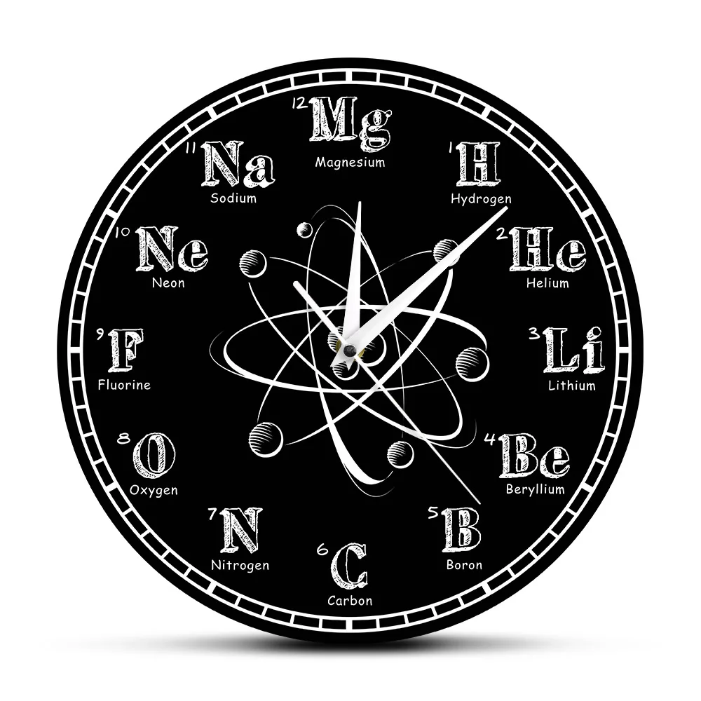 Cheminiai Simboliai Sieninis Laikrodis Periodinės Lentelės Lentos Chemijos Mokytojo Modernus Sieninis Laikrodis Sieninis Laikrodis Auditorijoje, Sienos Meno Dekoro