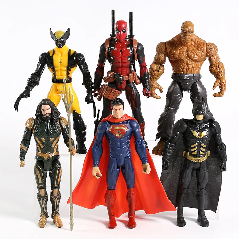 Super Herojai Clark Kent Wolverine Deadpool Aquaman Dalykas Veiksmų Skaičius, Modelis Žaislas, Lėlė Dovana 6pcs/set