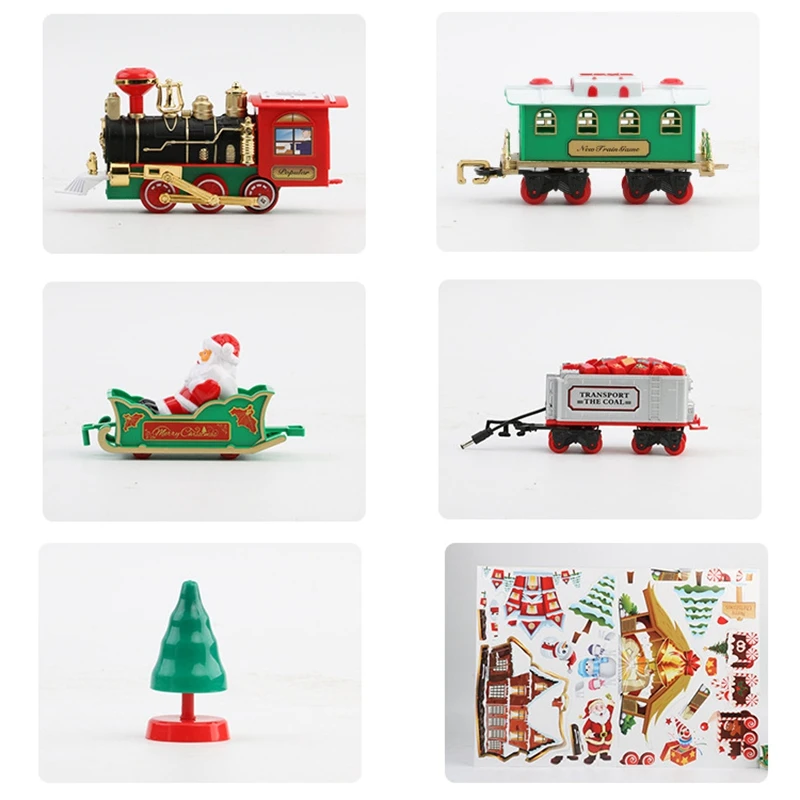 Elektros Kalėdų Geležinkelių Automobilinio Traukinio Rinkinį Žaislai su Šviesos ir Garso Hangable papuošalai Kalėdų Žaislus Kalėdų Eglutė